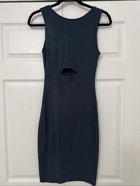 Helmut Lang Black Sleeveless Midi Dress with Midriff Cutout